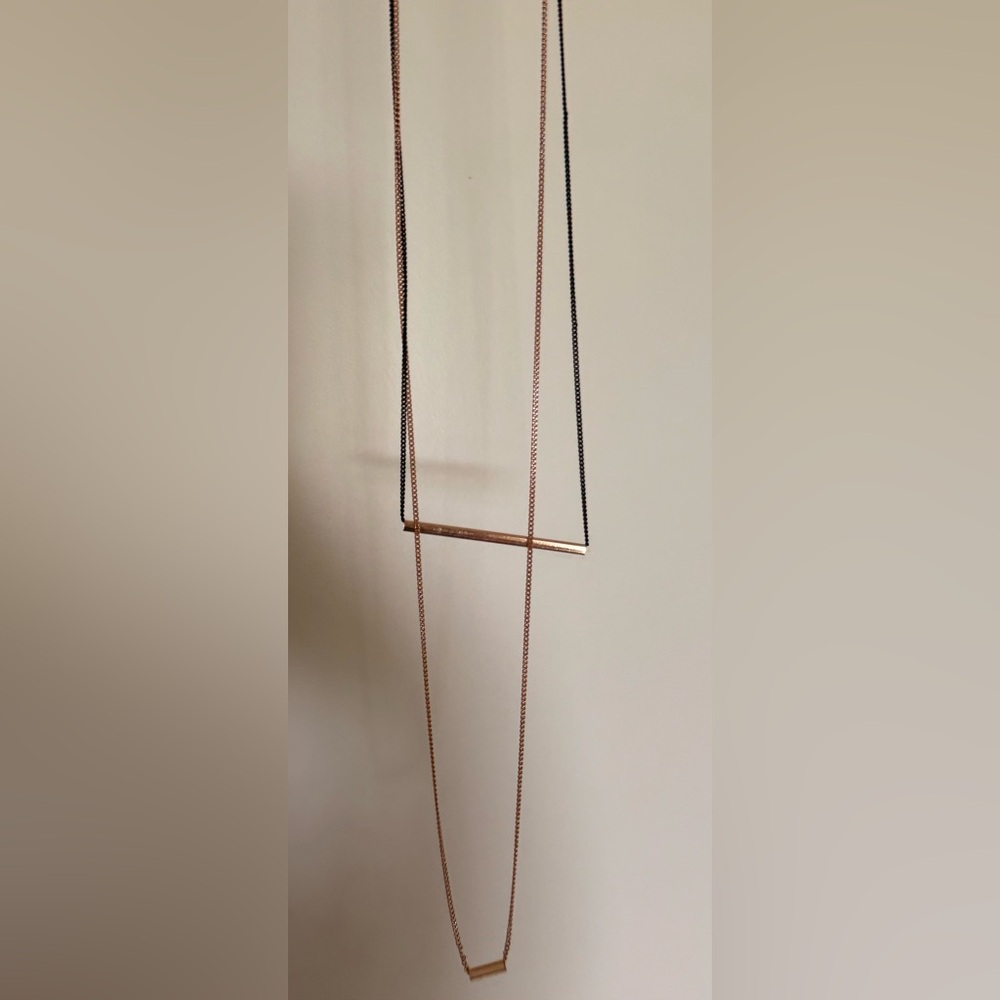 Rose Gold and Black Bar Necklace